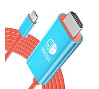 HAQIUHETO Switch TV Adapter for Switch 22.2.0」,4K & 1080P Play & Laden Type C PD100W Laden, Mini Travel TV Cable for Switch Serie/Steam Deck, Fácil de transportar, sin verz(rojo/azul)