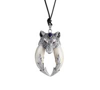 HAQUIL Collar con colgante de colmillo de lobo de diente de lobo de Viking Jewelry para hombres, Acero inoxidable, No es una piedra preciosa