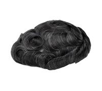 Hår för män Peluca de cabello humano natural con cabello gris for hombre, prótesis capilar for hombre, pelucas de cabello humano indio de PU con encaje suizo for hombres Toupé för män(1B10#)