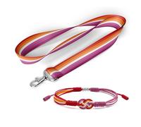HARACRAFT Paquete de 2 accesorios LGBTQIA+, pulsera de amor infinito y cordón arcoíris a juego, juego de regalo del mes del orgullo, cosas para la comunidad LGBTQIA, L, Poliéster, No es una piedra