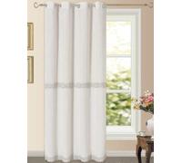 HaraDeco 1 Pieza Cortina Cocina 100x150cm, Liso clásico, Visillo Combinado Crochet Flores Decorativo, Cortina Tela Elegante para Ventana(100x150cm, Flor Blanca)