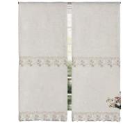 HaraDeco 2 Piezas Cortinas Cocina 60x150cm, Liso clásico, Visillo Combinado Crochet Flores Decorativo, Cortina Tela Elegante para Ventana(60x150cm, Flor Blanca)
