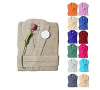 HaraDeco Albornoz Unisex 100% Algodón 380gsm de Rizo Suave y Alta Absorción Para Mujer Hombre, Bata de Baño Ligera para Ducha Hogar Spa y Hotel