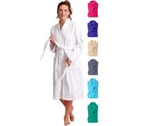 HaraDeco Albornoz Unisex 100% Algodón 380gsm de Rizo Suave y Alta Absorción Para Mujer Hombre, Bata de Baño Ligera para Ducha Hogar Spa y Hotel