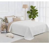 HaraDeco Colcha Blanca Floral Lisa - Colcha de Verano Ligera con 1 Funda de Almohada - Cubrecama para Todas Las Estaciones - Hogar y Hostelería - Cama Individual 90 cm