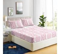 HaraDeco Juego de Sábana 4 Piezas Cama 135x190/200cm, Microfibra Poliéster Suave, Sábana Encimera Estampada Moderna, Bajera Ajustable para Colchón 28cm, 2 Fundas Almohada 50x70cm(Nagic Rosa, Cama 135)