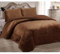 HaraDeco Manta para Cama Individual 90/105 con Una Funda Almohada, de Borrego Terciopelo Gruesa de Gran Volumen y Abriga para Tiempo Fría(Cafe, 160x220cm)