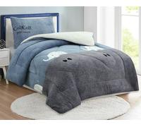 HaraDeco Manta para Cama Individual 90/105 con Una Funda Almohada, de Borrego Terciopelo Gruesa de Gran Volumen y Abriga para Tiempo Fría(Elefante, 160x220cm)