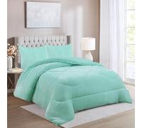 HaraDeco Manta Sherpa con Fundas Almohada, Edredón Borrego Manta Borreguito Terciopelo Gruesa Abriga para Tiempo Fría (Liso Azul Celeste, 220x240cm)