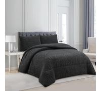 HaraDeco Manta Sherpa con Fundas Almohada, Edredón Borrego Manta Borreguito Terciopelo Gruesa Abriga para Tiempo Fría (Jacquard Gris Oscuro, 160x220cm)