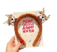 Harajuku - Diadema de felpa para niña, diseño de cuernos, delicada diadema de felpa con temática navideña para adolescentes, decoración de cola de caballo para niños, diademas de árbol de Navidad,