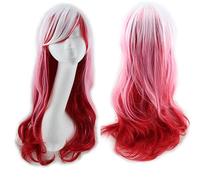 Harajuku ita Blue Pink Ombre Hair Wigs For Women Cheap Anime Cosplay Long Wavy Synthetic Wig With Bangs For Costume Party OneSize whitepinkred