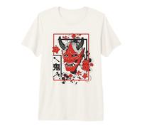 Harajuku Japanese Aesthetic Red Oni Demon Mask Camiseta Premium