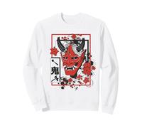 Harajuku Japanese Aesthetic Red Oni Demon Mask Sudadera