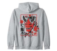 Harajuku Japanese Aesthetic Red Oni Demon Mask Sudadera con Capucha
