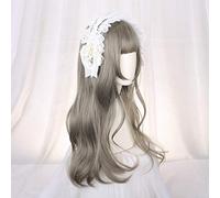Harajuku Lolita Sweet Daily Wig Gradient Ombre Girl Pelucas rizadas Cosplay Princesa Pelo sintético Color mezclado Largo ondulado Peluca de fiesta F