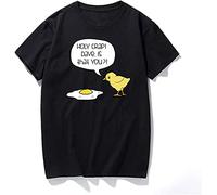 Harajuku Men Clothing Holy Crap Dave is That You Funny Graphic T Shirts Interesting Chicken Design T-Shirt Cotton Tshirt Black(Medium)