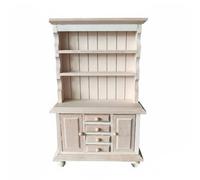 harayaa Armario Casa de Muñecas Librero Cajonera Estantería Madera Accesorio Realismo Alta Adecuado para Colección Decoración Hogar Juego de Muñecas, Madera Natural