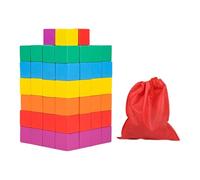 harayaa Bloques de Cubos de clasificación y conteo, Juguete Educativo de matemáticas, Bloques de Madera Cuadrados Coloridos para Manualidades DIY, 3 Cm 100 Piezas