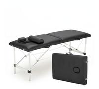 harayaa Camilla de Masaje Mesa SPA Estética Portátil con Relleno de 5 Cm y Piel PVC sobre Estructura de Aluminio de Acero con Agujero Facial y Tapón, Negro, 180x70cm