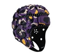 harayaa Casco de Rugby, Casco de Fútbol con Amortiguación, Gorra de Scrum, Gorra de Rugby Acolchada Suave, Talla para Adultos, Amarillo Púrpura