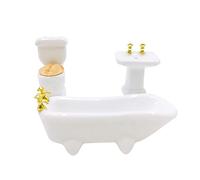 harayaa Colección de Baño en Miniatura para Casa de Muñecas Que Incluye Una Bañera de Cerámica Fina Y Un Elegante Inodoro de en Miniatura con Diseño, #3