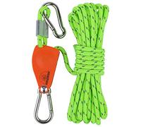 harayaa Colgador de Cuerda con Trinquete de Polea, Regulador de Polea Ligera, Engranajes Metálicos Reforzados Antideslizantes, Cuerda de Viento para Tienda de, 6mm 5m Verde Claro