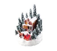 harayaa Escena Navideña de Nieve, Pueblo, Casa Iluminada, Miniatura para Escritorio de Oficina