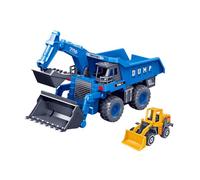 harayaa Excavadora Vehículo Ingeniería Camión Construcción Modelo Mini Coche Material Duradero Adecuada para Regalo Colección Decoración Dormitorio, Azul