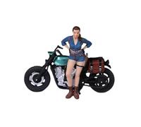 harayaa Figura Femenina a Escala 1/64 y Motocicleta. Modelo de Resina a Escala 1:64. Decoración Coleccionable. Belleza de pie para Diorama de Escritorio DIY.
