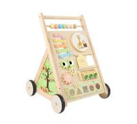 harayaa Infantil de Aprendizaje Caminador de Madera Carro de Empuje Juguete Interactivo Carrito Estable con Panel Inclinado y Laterales para Juego Táctil, Caminador De Bebé Con Actividades, Modelo CX