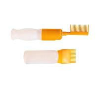 harayaa Juego de 2 peines para el cuidado del cabello, frasco de aceite nutritivo, 120 ml con indicador de medida, herramientas para rizos, envase vacío, AMARILLO