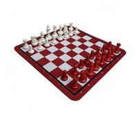 harayaa Juego de Ajedrez con Piezas y Tablero Portátil de Material Resistente Enseñanza Educativa y Diseño Flexible para Práctica Táctica Adecuado para Regalos Fiestas, Rojo+Blanco