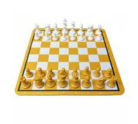 harayaa Juego de Ajedrez con Piezas y Tablero Portátil de Material Resistente Enseñanza Educativa y Diseño Flexible para Práctica Táctica Adecuado para Regalos Fiestas, Amarillo+Blanco