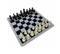 harayaa Juego de Ajedrez con Piezas y Tablero Portátil de Material Resistente Enseñanza Educativa y Diseño Flexible para Práctica Táctica Adecuado para Regalos Fiestas, Negro+Gris