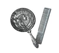 harayaa Juego de peine de espejo de maquillaje, elegante accesorios de tocador, espejo de mano, cepillo para peinar