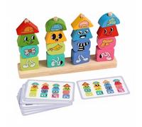harayaa Juguete Educativo de Madera Juego de Apilamiento Rompecabezas de Clasificación Tarjetas Pedagógicas Bloques de Emociones Estimula Creatividad y, Emoji