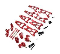 harayaa Kit de Mejora de Coche RC con Brazos Oscilantes Superiores E Inferiores de Aleación de Aluminio 6061 para Modelos UD1201 UD1202 y UD12PRO Adecuado, Rojo+Plata