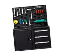 harayaa Modelo de Banco de Trabajo en Miniatura con Armario de Herramientas, Estante de Almacenamiento, Accesorio de Taller, Kit de Mantenimiento de Automóvil, Negro Nuevo