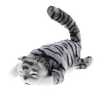 harayaa Modelo de Juguete Eléctrico de Animales con Cola Meneando, Risueño, Gato Travieso Rodante, Mascota Electrónica de Gato, Figura de Animal, Gris