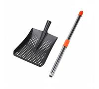 harayaa Pala de Drenaje Extensible Herramienta, Pala Cuadrada Perforada Negra con Mango Telescópico De Acero Inoxidable De 1 Metro Longitud Total 101-144 Cm