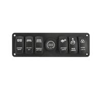 harayaa Panel de Interruptores Automotriz con Voltímetro Digital Centro de Control Módulo de Botoneras Arnés Precableado Cuerpo Plástico y Montaje en Consola