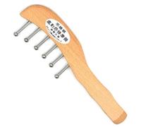 harayaa Peine de Masaje con Púas Metálicas Cepillo Herramienta Accesorio 6 Pines Redondeados Que Deslizan Suave para Alivio Profundo Cuerpo Compacto y