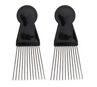 harayaa Peine para Volumen Al Cabello Afro De 2 Piezas con Mango De Plástico Negro Y Dientes Largos De Metal