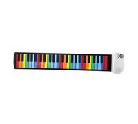 harayaa Teclado de piano enrollable, enrollado a mano, 49 teclas, teclado de piano electrónico enrollable flexible, ligero y recargable para principiantes, Llave Arcoiris Blanca