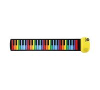 harayaa Teclado de piano enrollable, enrollado a mano, 49 teclas, teclado de piano electrónico enrollable flexible, ligero y recargable para principiantes, Llave Arcoiris Amarilla