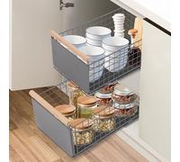 HarBin-Star - 2 cajones extraíbles, organizador de cajones de metal, marco de acero al carbono, organizador de cajones para cocina, baño, 23,5 x 19,5 cm