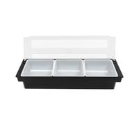 HarBin-Star Caja de plástico para fruta, 50 x 15 x 10 cm, dispensador de sabor con 3 compartimentos, juego de cajas de frutas, caja de aperitivos de una sola pieza con cierre abatible para especias,