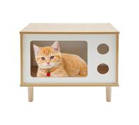 HarBin-Star - Casa para gatos, cueva para gatos interior y exterior, casa para mascotas, casa para gatos de madera hasta capacidad de carga 75 kg, 50 x 29 x 40 cm (madera, 50 x 29 x 40 cm)