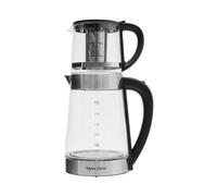 HarBin-Star Hervidor de cristal, Hervidor eléctrico potente, Hervidor eléctrico con tetera pequeña, 2,5L+1L, 1800W, Calefacción rápida